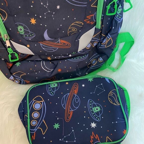 Planets Design Backpack with Lunch Kit Navy with Green NWT - Picture 8 of 11